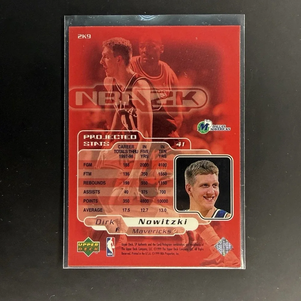 Dirk Nowitzki 1998 SP Authentic NBA 2K #2K9 Rookie‎ RC Mavericks